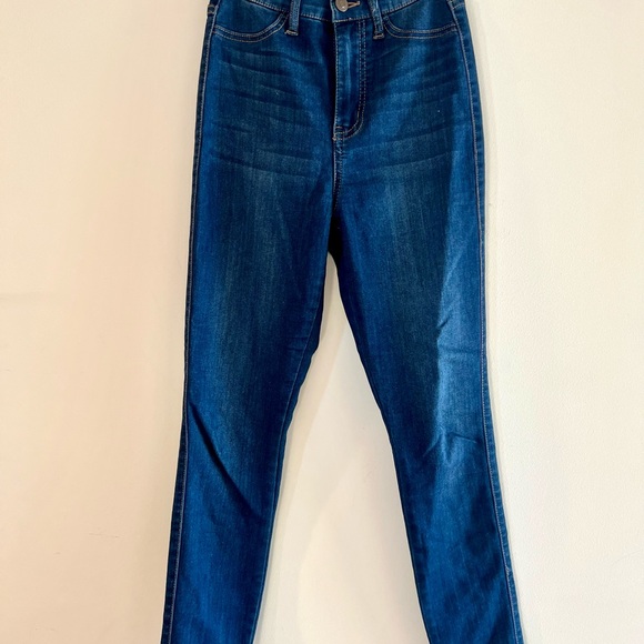 High Waisted Skinny Jeans Blue + Washed Black Stretch Size 1 - Picture 2 of 7